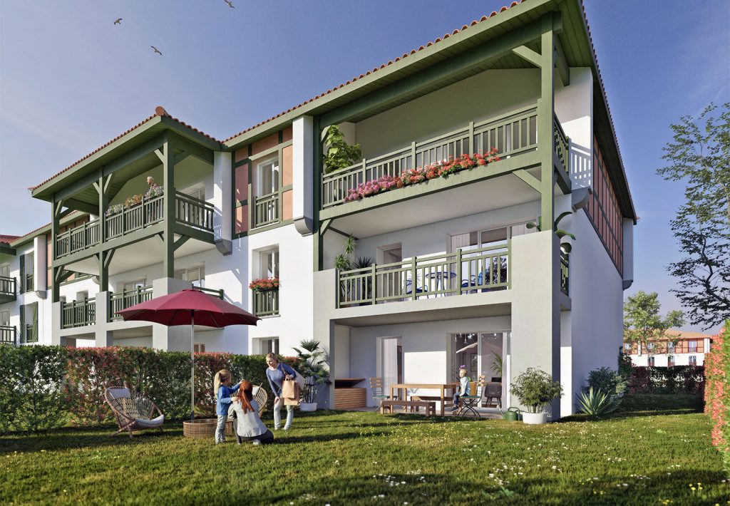SLDG-vue-Collectif-rdc-jardin-web Résidence Prat de Sòr Saint-Larent-de-Gosse appartement neuf - Vue Collectif rdc