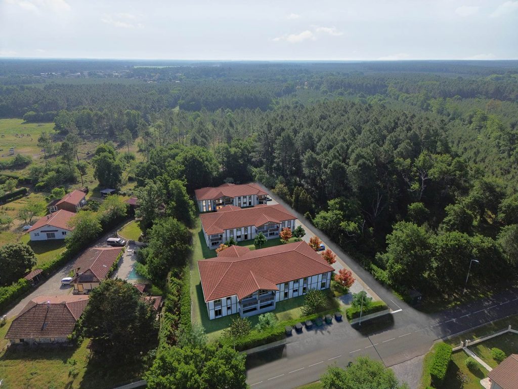 Programme immobilier neuf Mimizan La Horesta vue aerienne