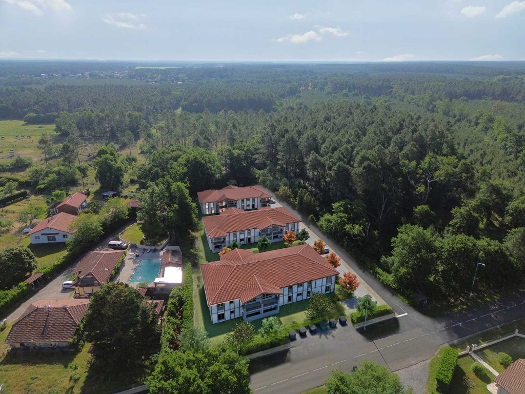 vue-insertion-aerienne-mimizan57-web Programme immobilier neuf Mimizan La Horesta vue aérienne